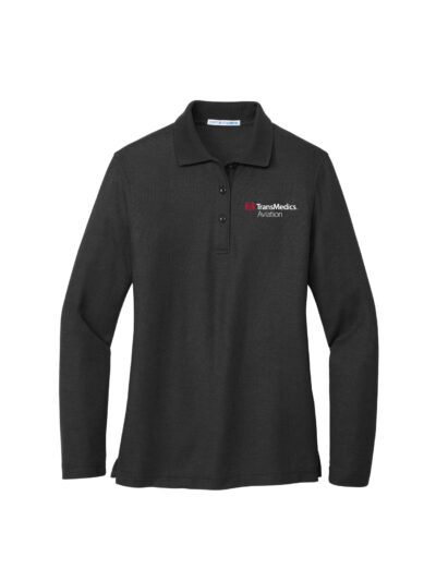 Port Authority® Women's Silk Touch™ Long Sleeve Polo - Black